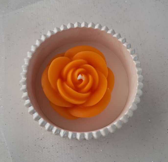 شمع گل رز با شات سنگ مصنوعی